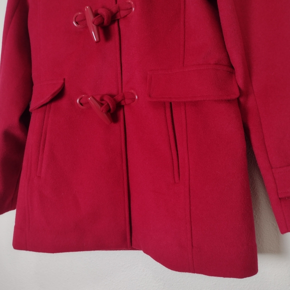 Pendleton Red Wool Blend Toggle Snap Button Hooded Jacket Size XS - Picture 8 of 16